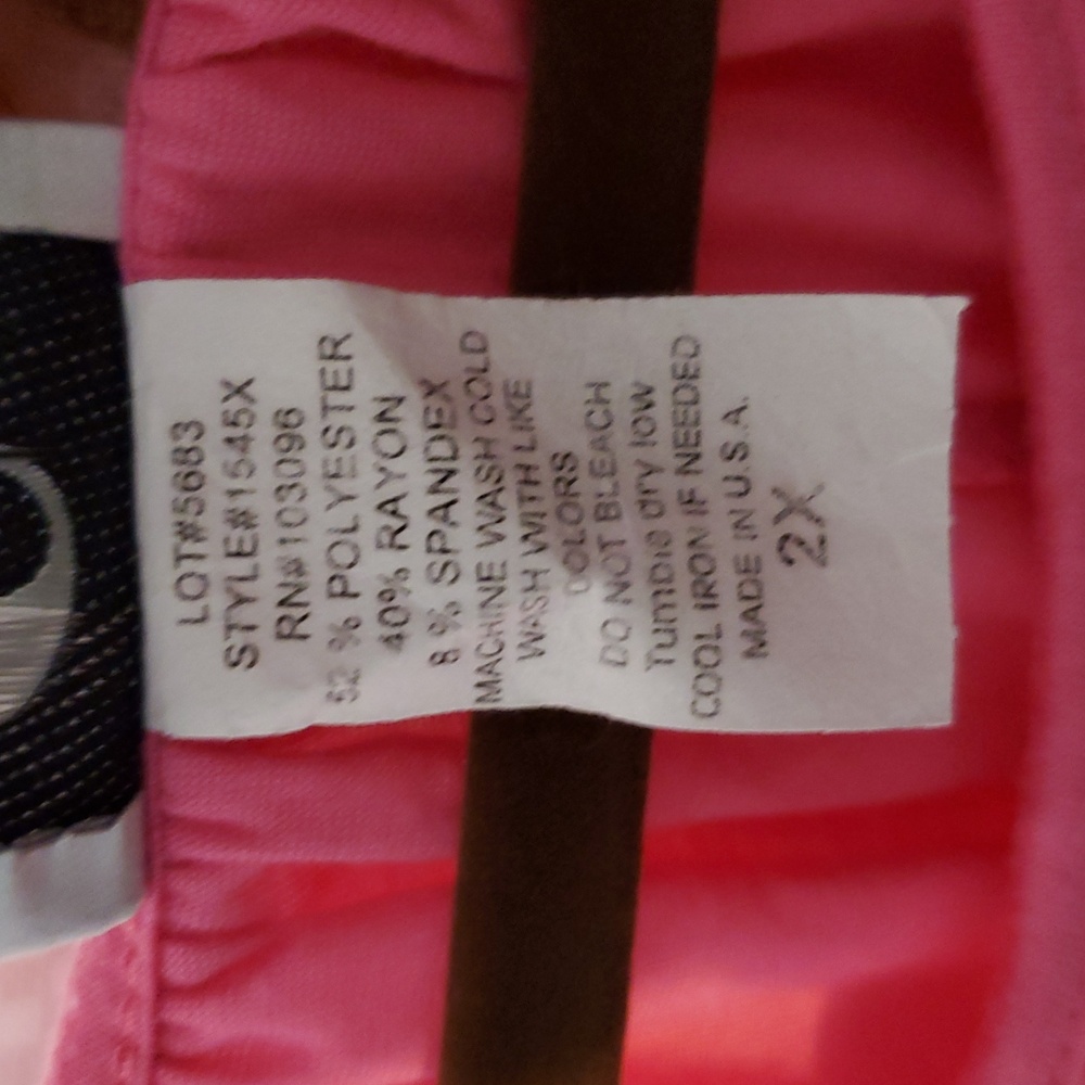 Caren Sport Pink Blouse with Gathered Sleeves 2X - Picture 3 of 4